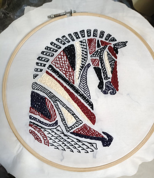 Horse embroidery hoop - 12 inches